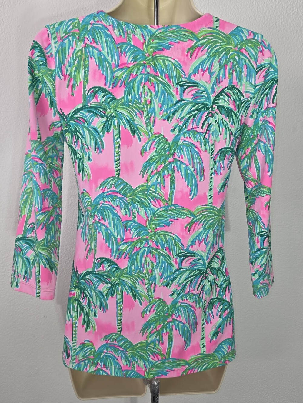 Lilly Pulitzer Top Karina Chilly Palm-Print V-Neck Bracelet Sleeve Green XXS - Picture 11 of 15